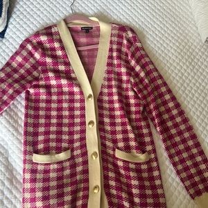 Pink/ white houndstooth blazer